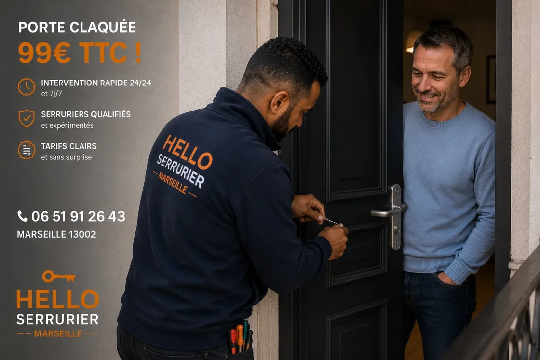 Serrurier Marseille 2e en intervention sur une porte claquée dans le 13002 — ouverture 99€