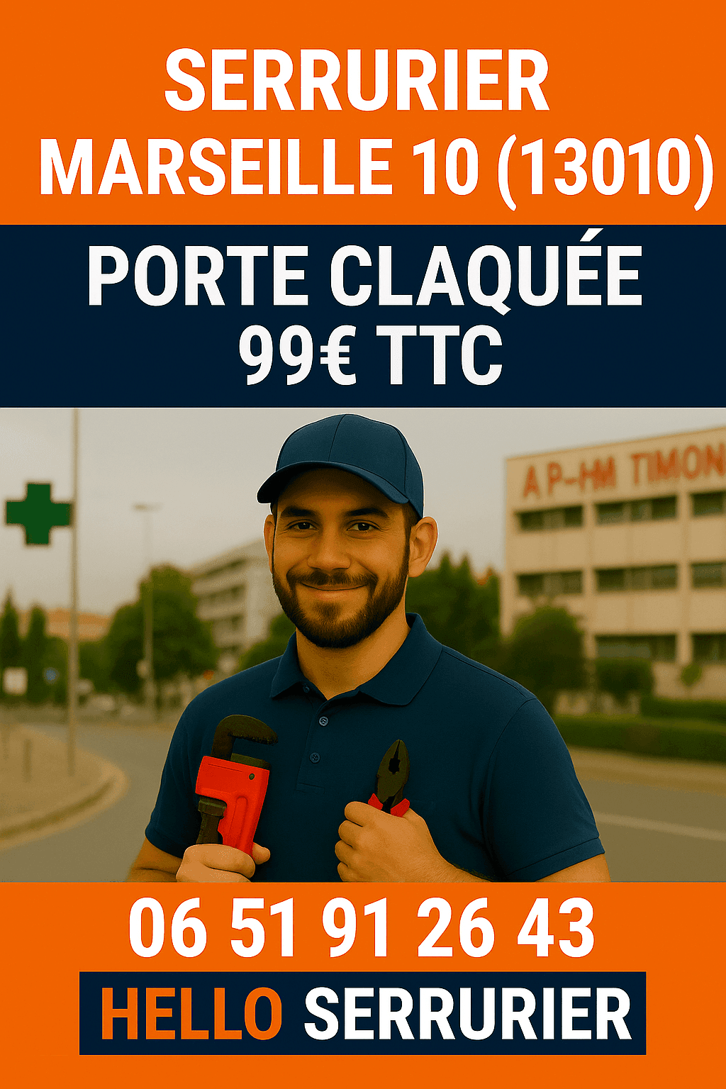 Serrurier Marseille 10 — dépannage porte claquée Saint-Loup La Capelette Timone 13010