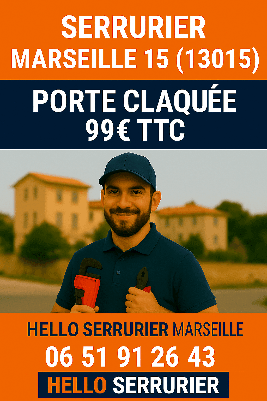 Serrurier Marseille 15 — dépannage porte claquée Saint-Louis Verduron Les Aygalades 13015