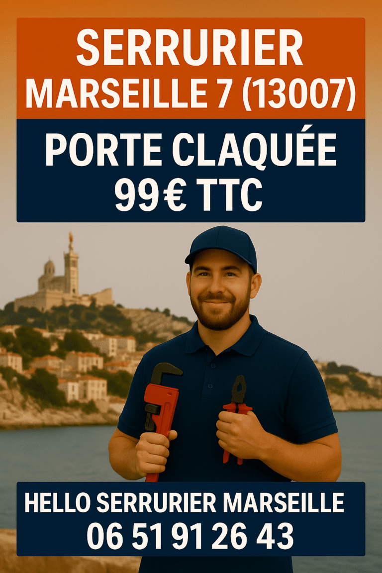 Serrurier Marseille 7 (13007) – Porte claquée 99€ TTC sans casse