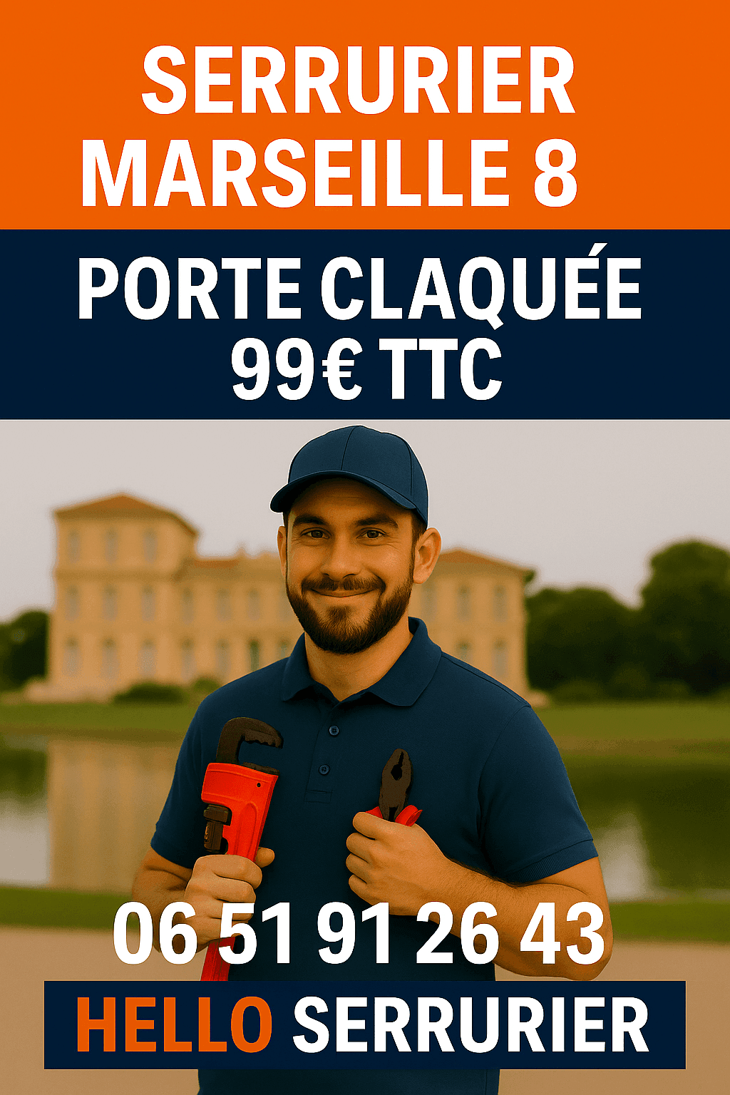 Serrurier Marseille 8 — dépannage porte claquée Prado Bonneveine Périer 13008