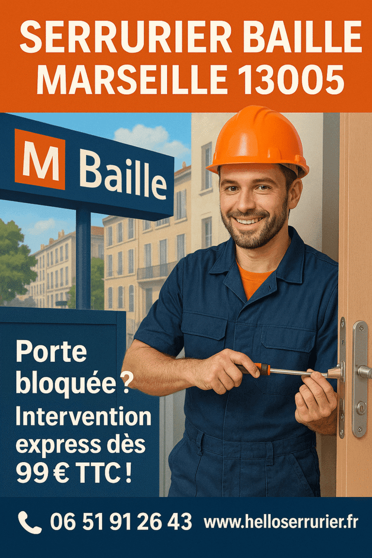 Serrurier intervenant à la station métro Baille à Marseille 13005 pour une ouverture de porte en urgence, service rapide et pas cher