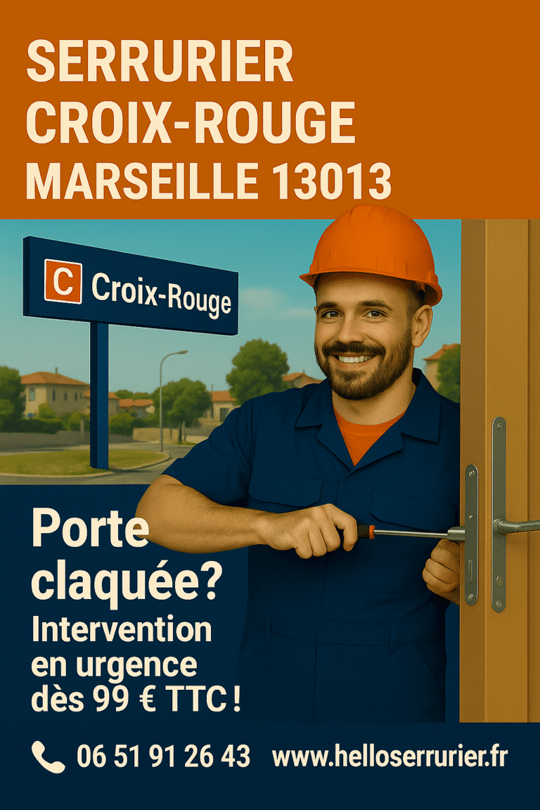 Serrurier à Croix-Rouge 13013 – Ouverture de porte claquée dès 99€ TTC et intervention rapide