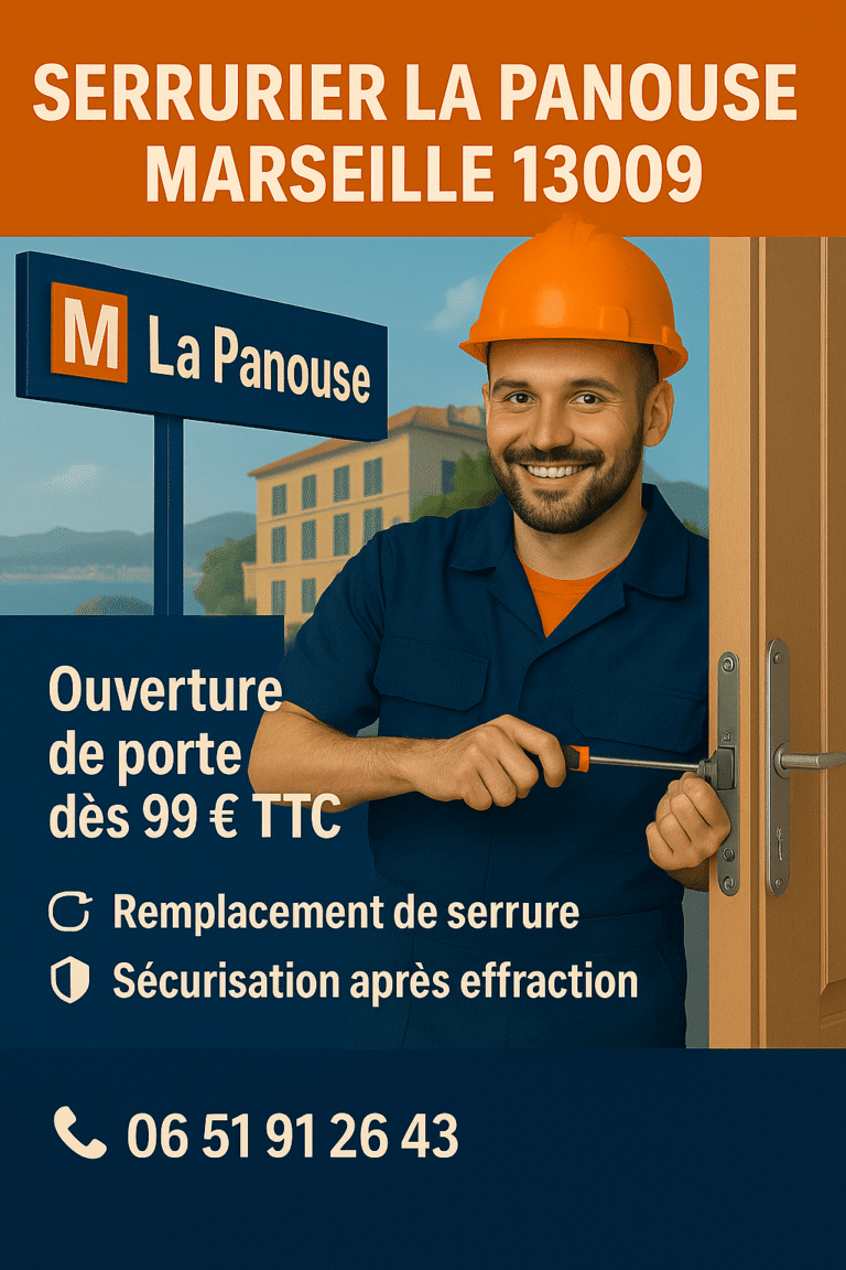 Hello Serrurier à La Panouse 13009 Marseille – Ouverture de porte claquée, changement de serrure et dépannage rapide 7j/7.