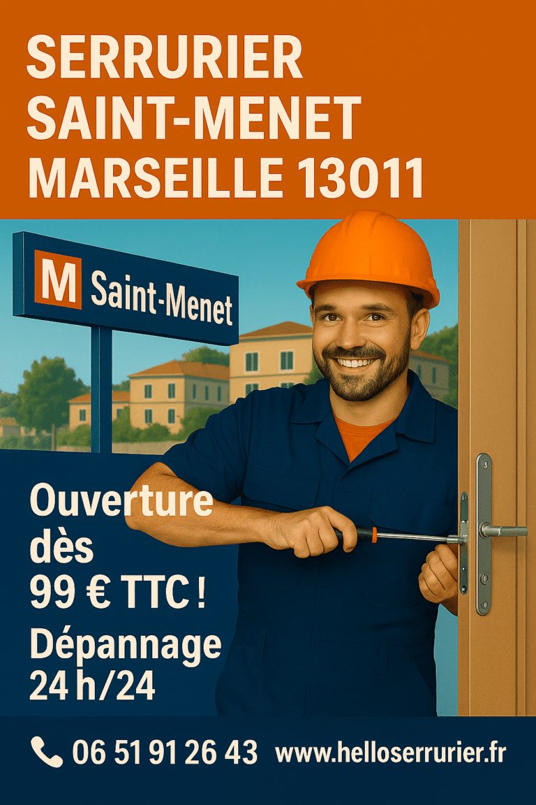 Serrurier à Saint-Menet 13011, intervention en urgence pour ouverture de porte claquée ou verrouillée dès 99€ TTC.