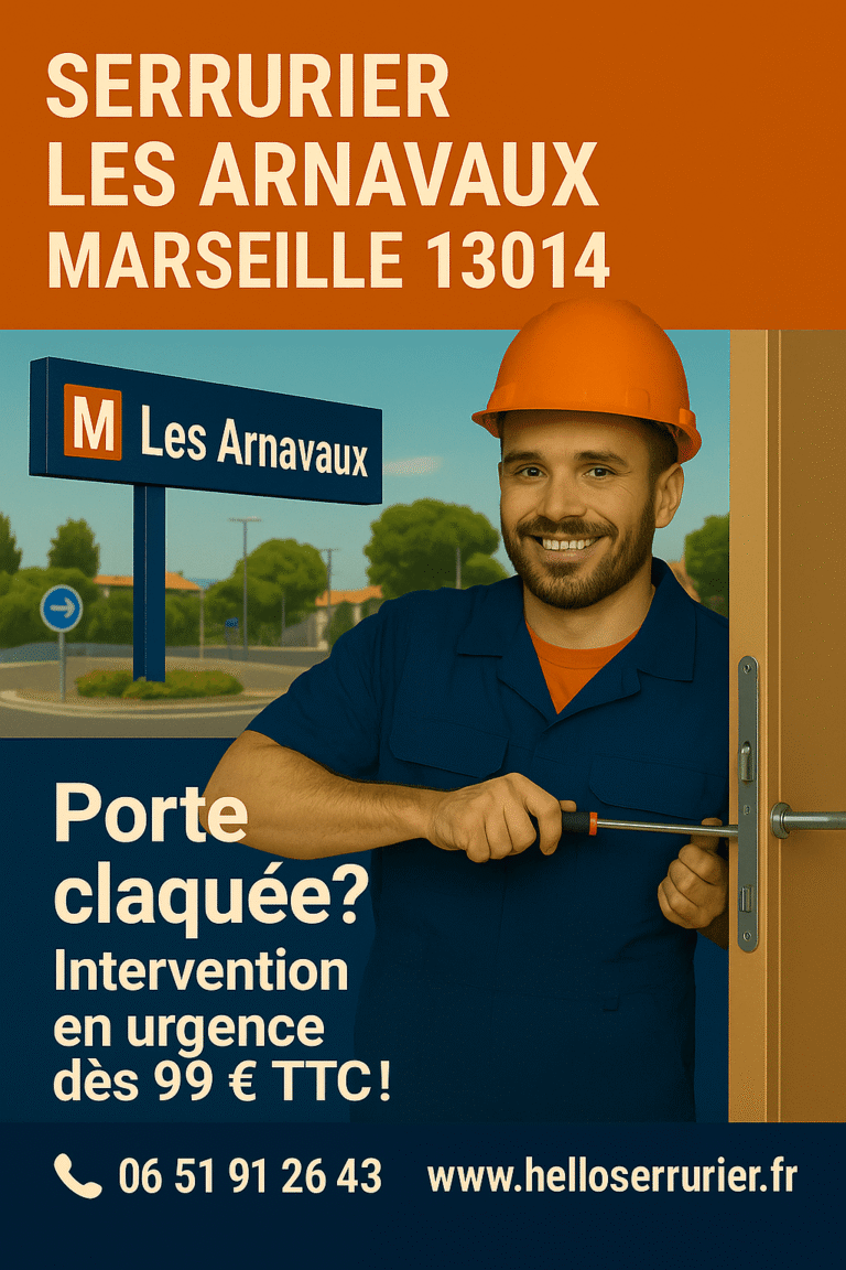 Serrurier à Les Arnavaux 13014 – Dépannage urgent, ouverture de porte claquée et changement de cylindre