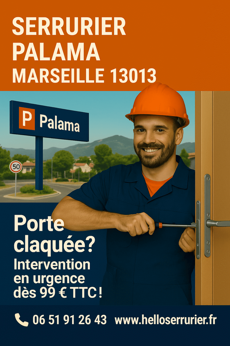 Serrurier à Palama 13013 – Dépannage urgent, ouverture de porte claquée et changement de cylindre