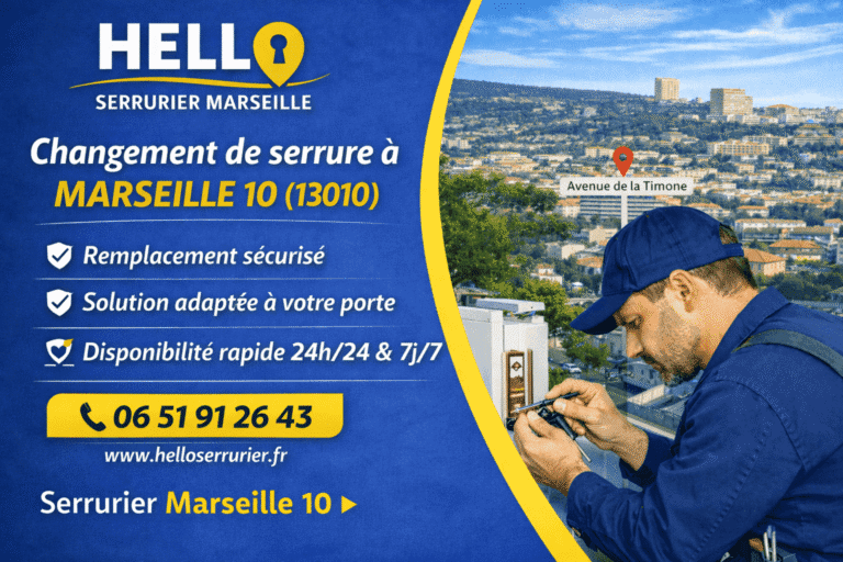 Serrurier en train de remplacer une serrure à Marseille 10 (13010) – intervention rapide 24h/24