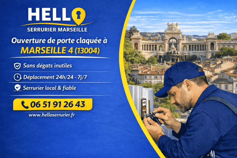 Serrurier à Marseille 4 ouvrant une porte claquée en urgence dans le 13004