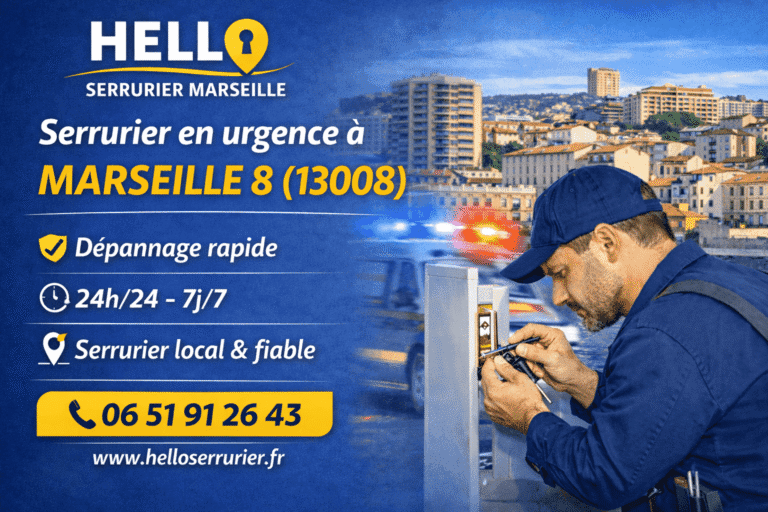 Serrurier en urgence à Marseille 8 intervenant sur une porte bloquée – dépannage rapide 24h/24 dans le 13008