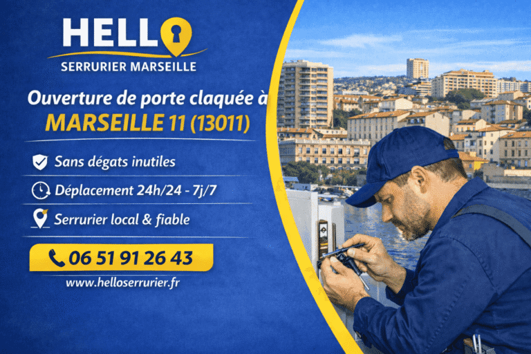 Ouverture de porte claquée à Marseille 11 par un serrurier professionnel de Hello Serrurier Marseille