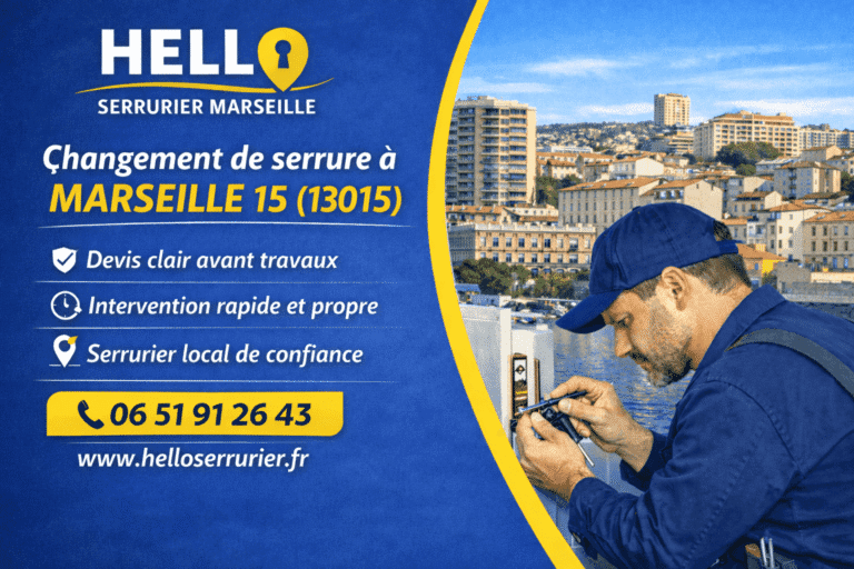 Changement de serrure à Marseille 15 par Hello Serrurier Marseille, remplacement de serrure rapide et sécurisé dans le 13015