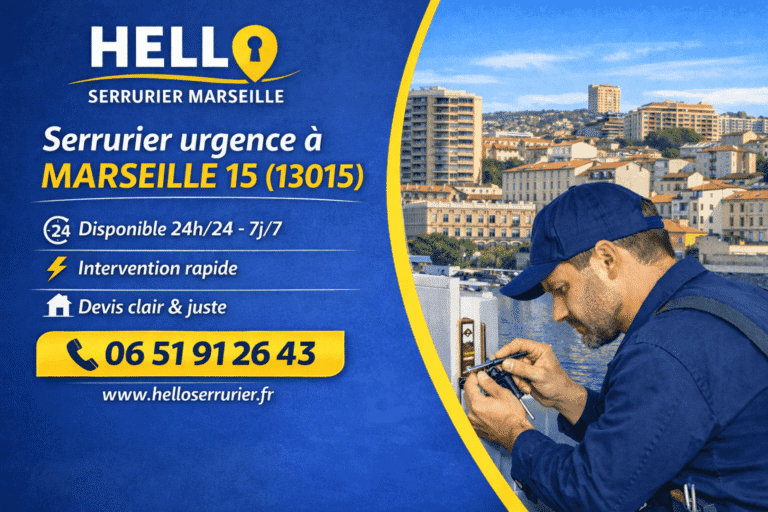 Serrurier urgence à Marseille 15 par Hello Serrurier Marseille, intervention rapide 24h/24 dans le 13015